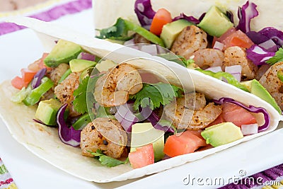 Two delicious shrimp tacos Stock Photo