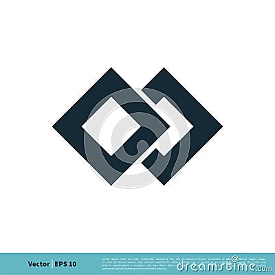 Two Diamonds Chain Connected Icon Vector Logo Template Illustration Design. Vector EPS 10 Vector Illustration