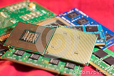 Two CPUs with RAM Stock Photo