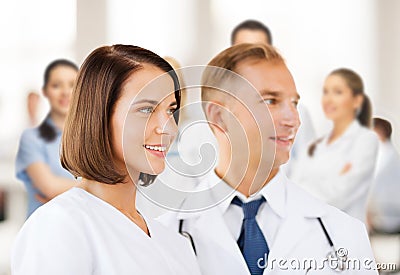Two doctors with stethoscopes Stock Photo
