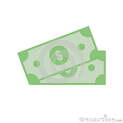 Two dollars banknotes. Banking payment. Finance. Cash. Geen paper. Flat design. EPS 10 Stock Photo