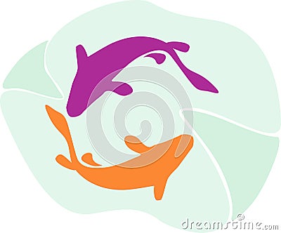 Two dolphins Vector Illustration