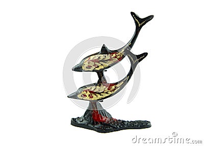 Two dolphins bronze ornament Stock Photo