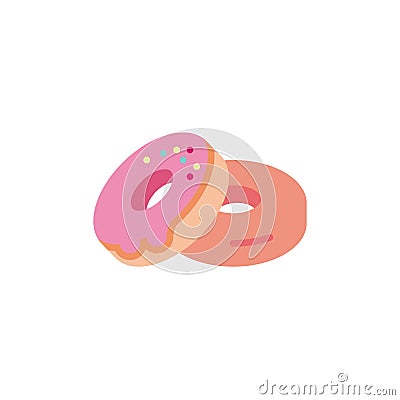 Two Doughnut frosting flat icon, Vector Illustration