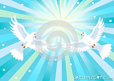 Two doves with cross Vector Illustration