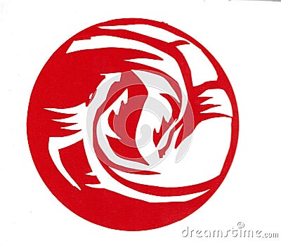 Two Dragons - Yin and Yang - Hand Cut Paper Cut - Chinese Style Stock Photo