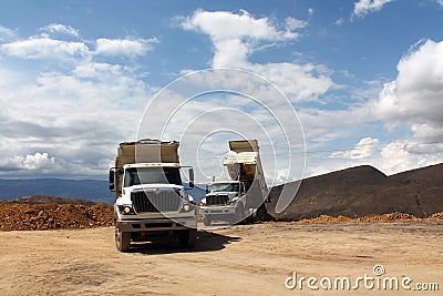 Two dump truck Stock Photo