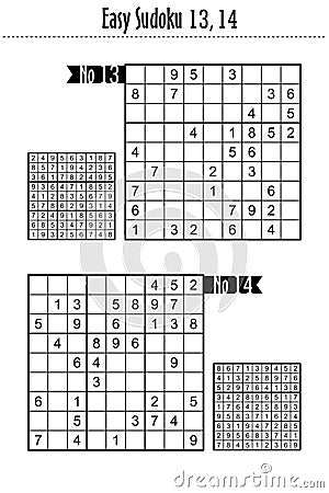 Two easy level sudoku puzzles, No 13 and 14 Vector Illustration