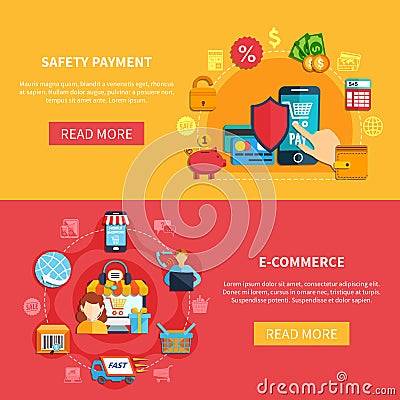 Two Ecommerce Banner Set Vector Illustration