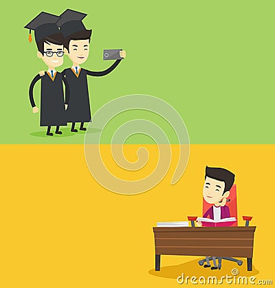 Two educational banners with space for text. Vector Illustration