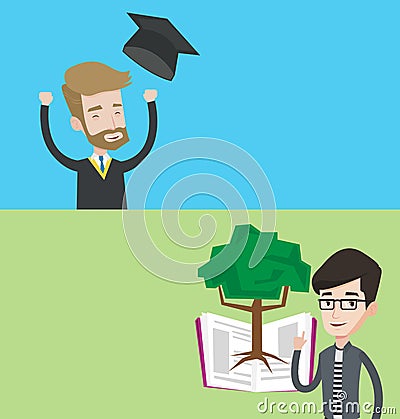 Two educational banners with space for text. Vector Illustration