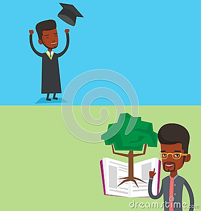 Two educational banners with space for text. Vector Illustration