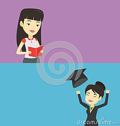 Two educational banners with space for text. Vector Illustration