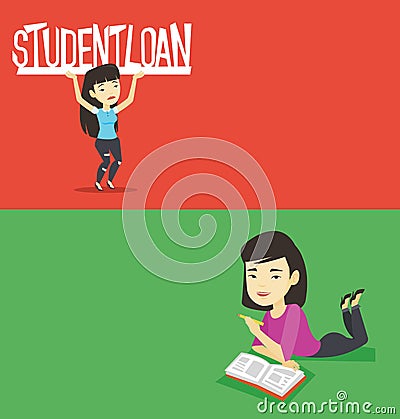 Two educational banners with space for text. Vector Illustration