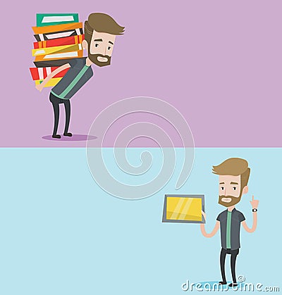 Two educational banners with space for text. Vector Illustration