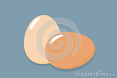 Two eggs brown and white eggs. Flat icon. Vector Vector Illustration