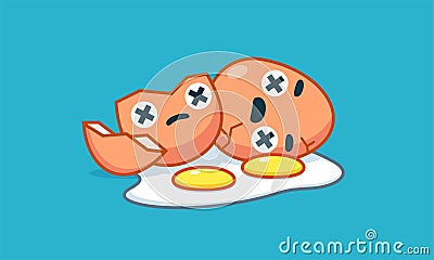 Two Eggs with Dead Eyes. Isolated Vector Illustration Stock Photo