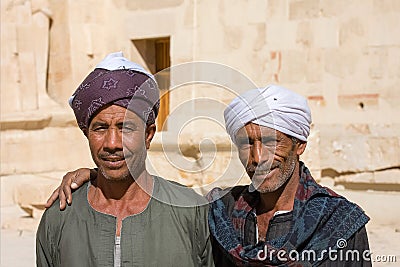 Two Egyptians near Abu Simbel Temple, Egypt Editorial Stock Photo