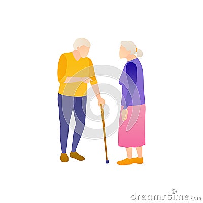 Two elderly people in full height, vector flat illustration Vector Illustration