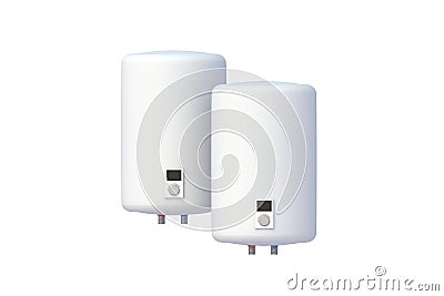 Two electric water heaters isolated on white background Stock Photo
