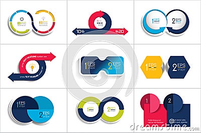 Two elements banner. 2 steps design, chart, infographic, step by step number option, layout. Vector Illustration