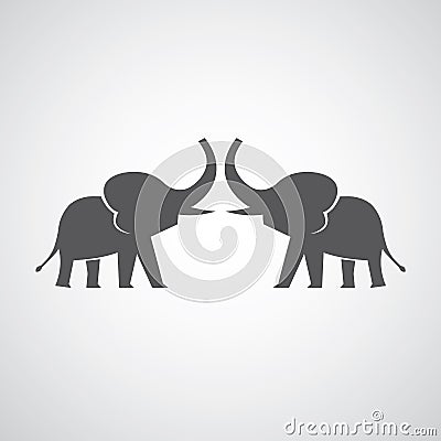 Two elephants silhouettes Vector Illustration