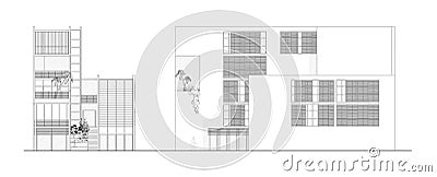 Two Elevations of a Modern Architectural Design Stock Photo