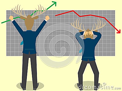 Two emotionally charged deer in businessman suite Vector Illustration