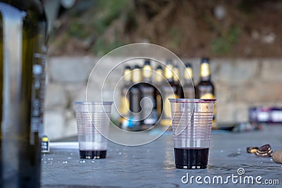 Two almost empty cups of wine. Stock Photo