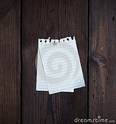 Two empty notepad paper attached with a button Stock Photo