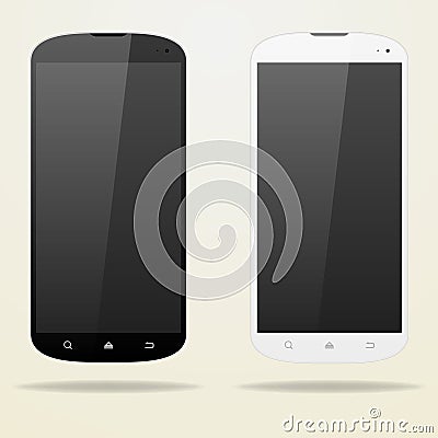 Two empty smartphone. White and black. Vector Illustration