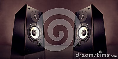 Two energy audio speakers Stock Photo