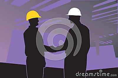 two engineers shaking hands Vector Illustration