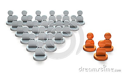 Two ethnic groups. Minority group and large group. Cartoon Illustration