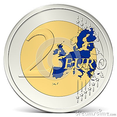 Two euro coin blue europe Stock Photo