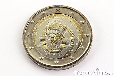 Two euro commemorative coin galileo galilei, italy Stock Photo