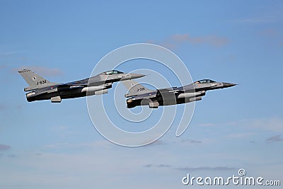 Two f-16 Fighter Jets in formation Editorial Stock Photo