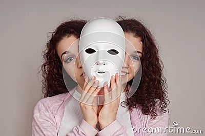 Two-faced woman manic depression concept Stock Photo