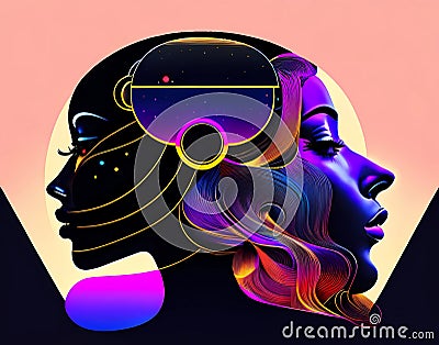 Two faces - AI generated artwork Stock Photo