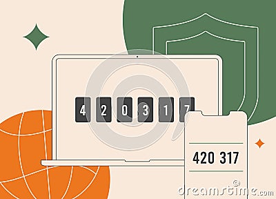 Two-Factor Authentication - 2FA. Ensure secure access with 2-step verification - password and extra level of protection Vector Illustration