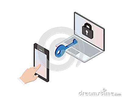 Two factor authentication or 2FA is an identity and access management security Vector Illustration
