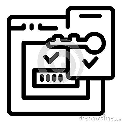 Two factor authentication with key and password providing access to user account Vector Illustration