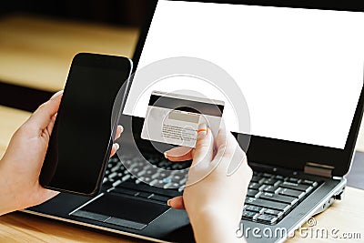 Two factor authentication online card mobile phone Stock Photo