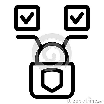 Two factor authentication system providing digital security with checkmark icons Vector Illustration