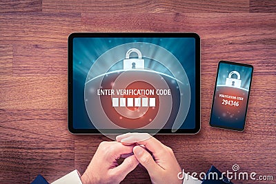 Two-factor authentication and verification security concept Stock Photo