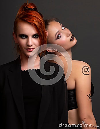 Two teenager girls Stock Photo