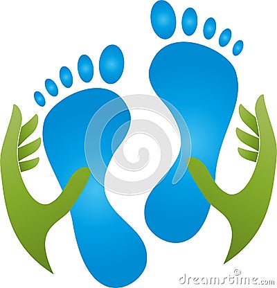 Two feet and two hands, foot care and massage logo Stock Photo