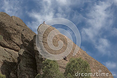 Two female climbers climbing outdoor Editorial Stock Photo