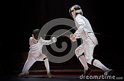 Fight at a fencing competition Editorial Stock Photo