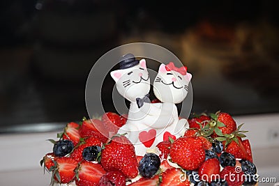 Two figures of sugar cats, Stock Photo